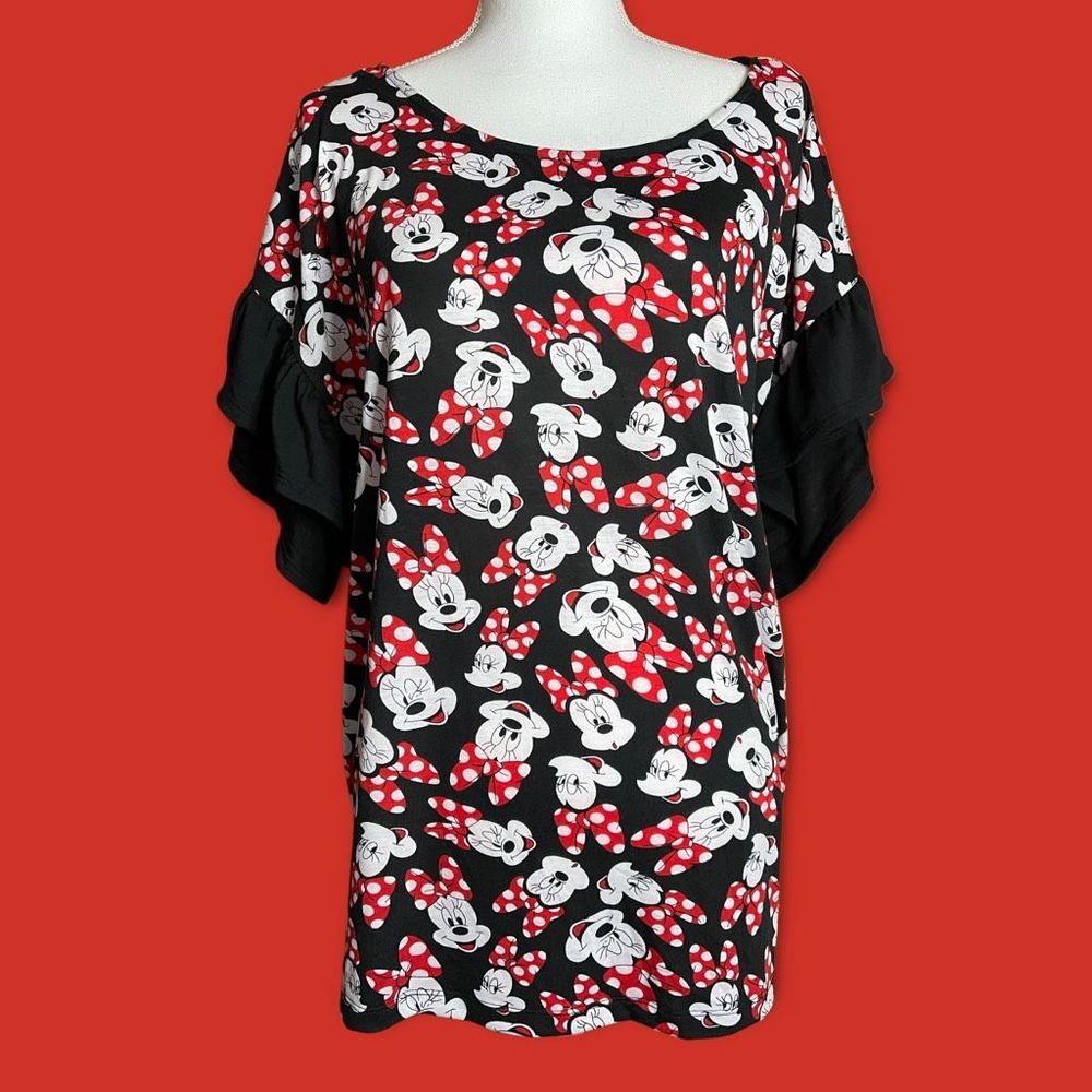 Women’s Disney Parks Minnie Mouse Ruffle Sleeve Top. Size 1X